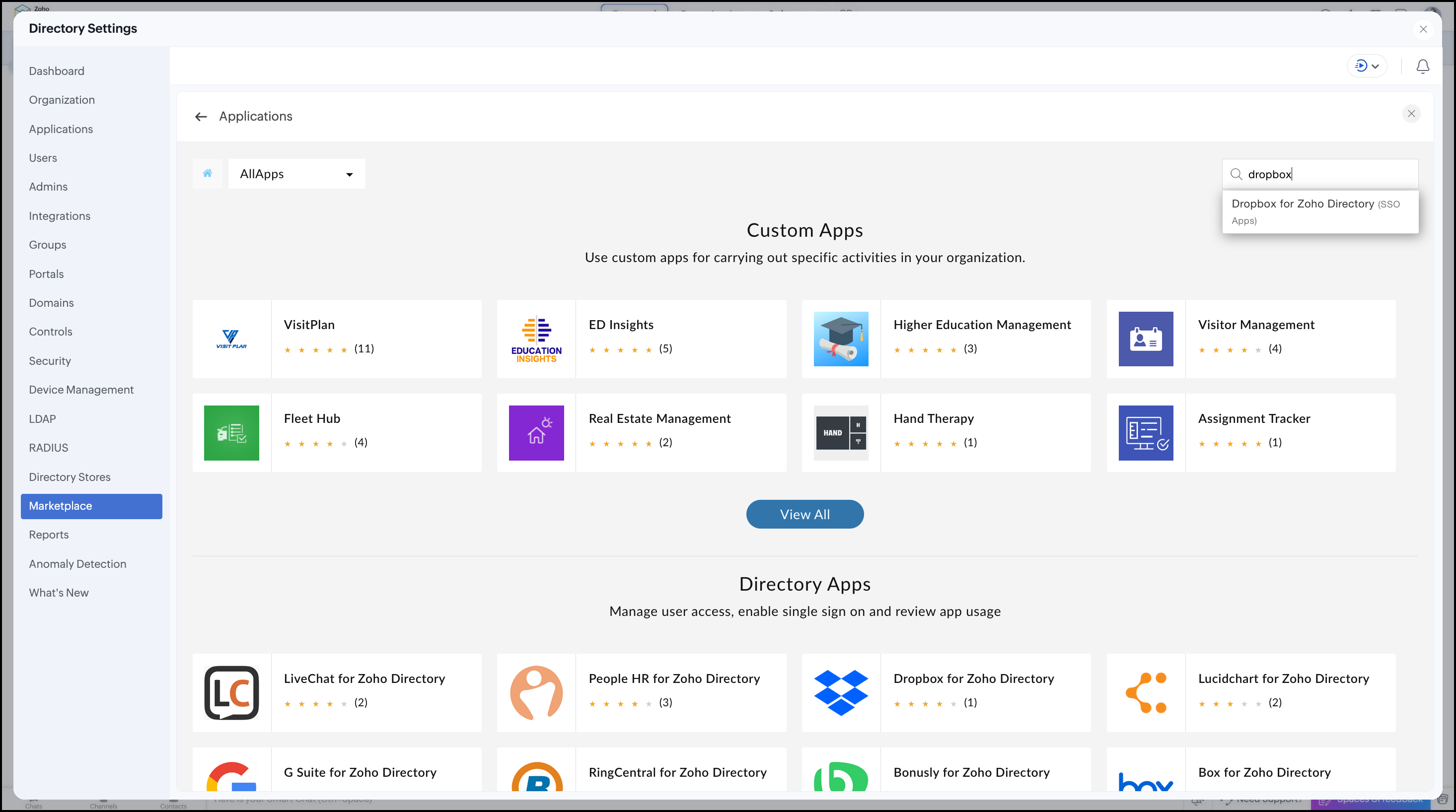 Dropbox for Zoho Directory
