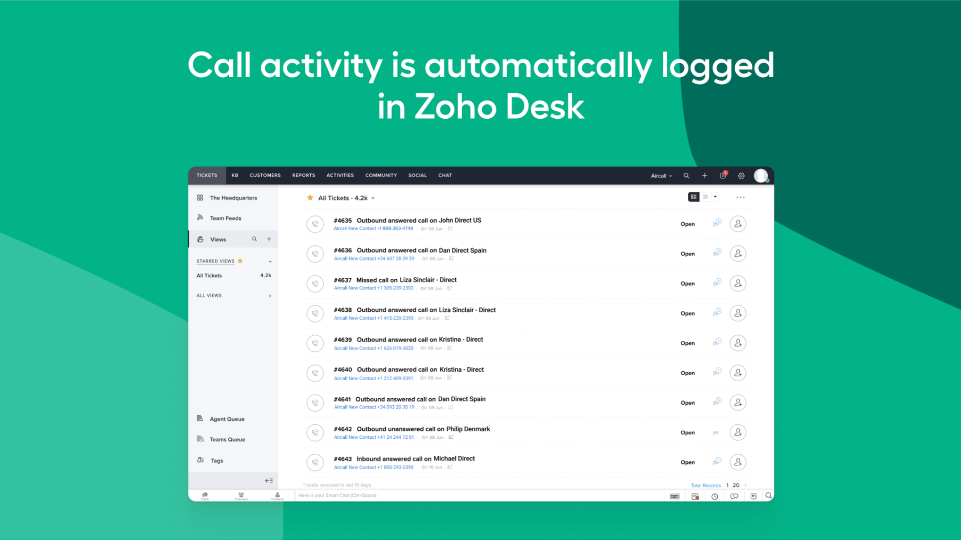 Connect Aircall with Zoho Desk for faster ticket resolution